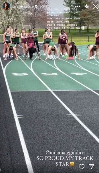 Milania Giudice at a track meet with her team.