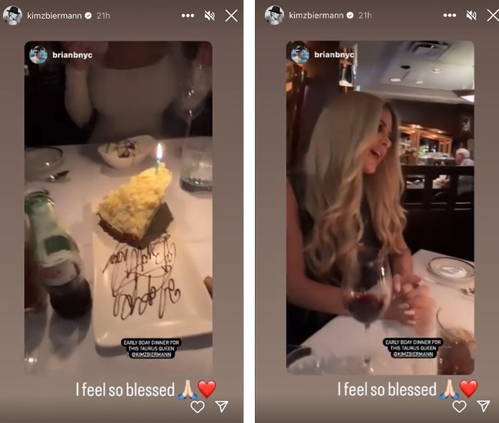Kim Zolciak-Biermann of Don't Be Tardy posts dinner on her Instagram story.