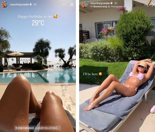 Courtney Veale's Instagram stories of herself lounging by the pool