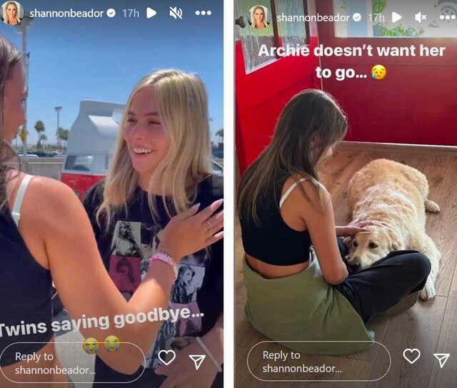 Instagram Story photos of Shannon Storms Beador’s twin daughters leaving for college