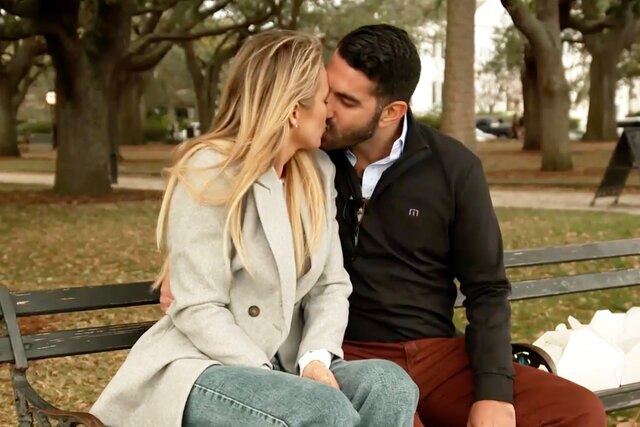 Olivia Flowers and Rod Razavi share a kiss on Southern Charm Season 9