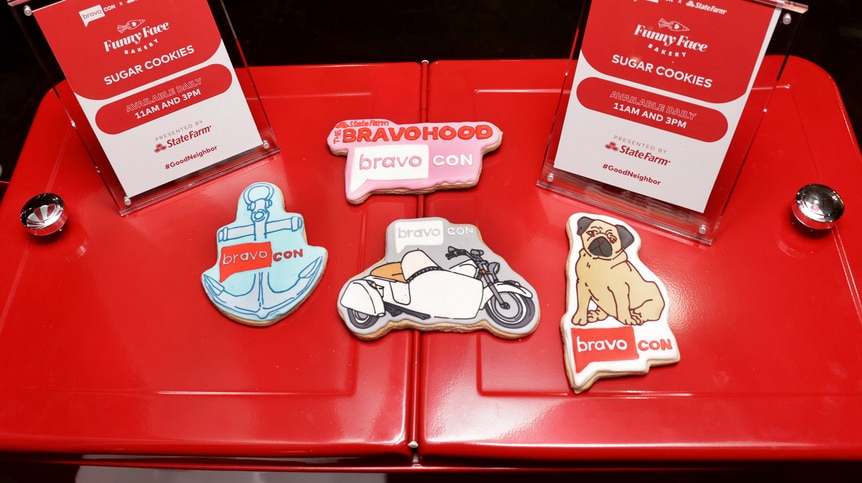 State Farm themed cookies at BravoCon 2022