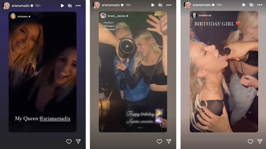 Series of images of Ariana Madix Birthday celebrations.