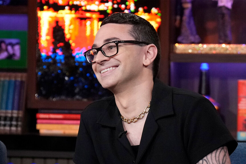 Christian Siriano smiling while at Watch What Happens Live.