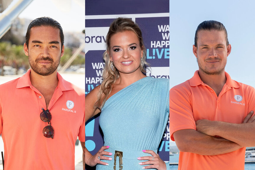 Split image of Colin MacRae, Daisy Kelliher, and Gary King of Below Deck Sailing Yacht.
