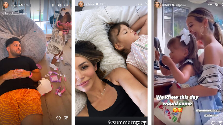 Instagram Stories photos of Scheana Marie, her daughter Summer Moon and husband Brock Davies