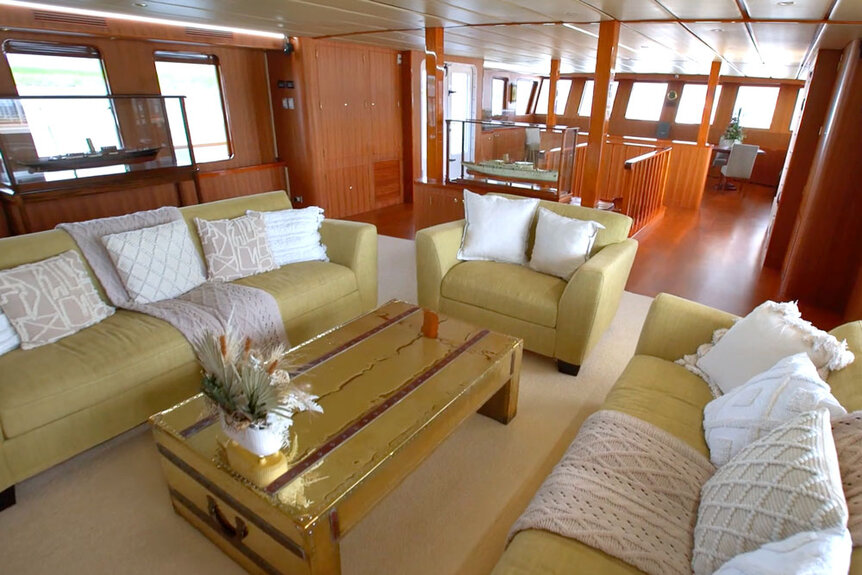 Super Yacht living room interior.