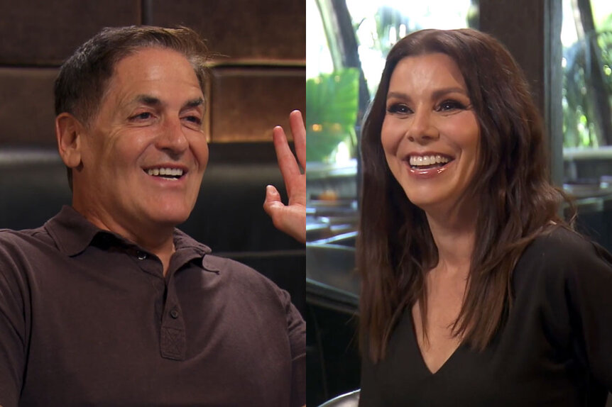 Split image of Mark Cuban and Heather Dubrow