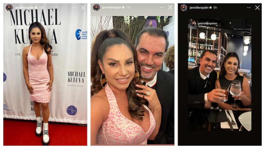 Instagram Story panels of Jennifer Aydin and husband Bill Aydin at New York Fashion Week