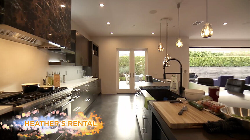 The kitchen of Heather Dubrow's modern styled rental home.
