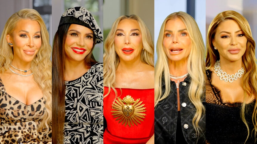 Side by side of Lisa Hochstein, Adriana De Moura, Marysol Patton, Alexia Nepola, and Larsa Pippen while being interviewed on Season 6 of RHOM.