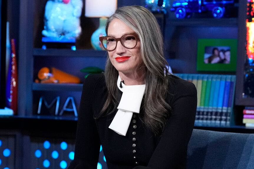 Jenna Lyons sitting at the WWHL studios as a guest on the show.