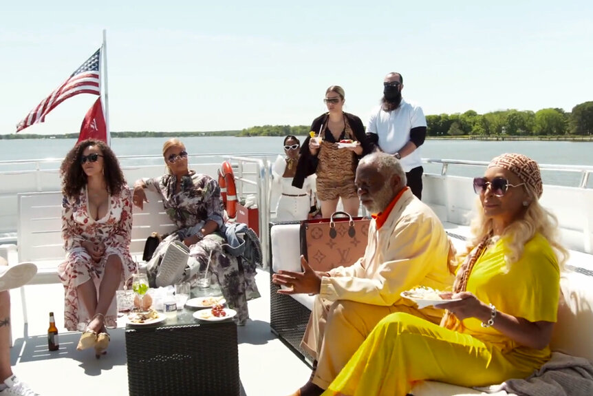 The cast of RHOP seen on vacation in Maryland during Season 6.