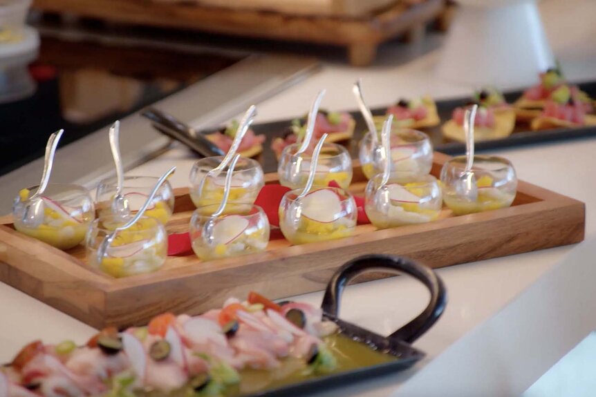A closeup of a seafood spread featured in The Real Housewives of Miami Season 6 Episode 3.