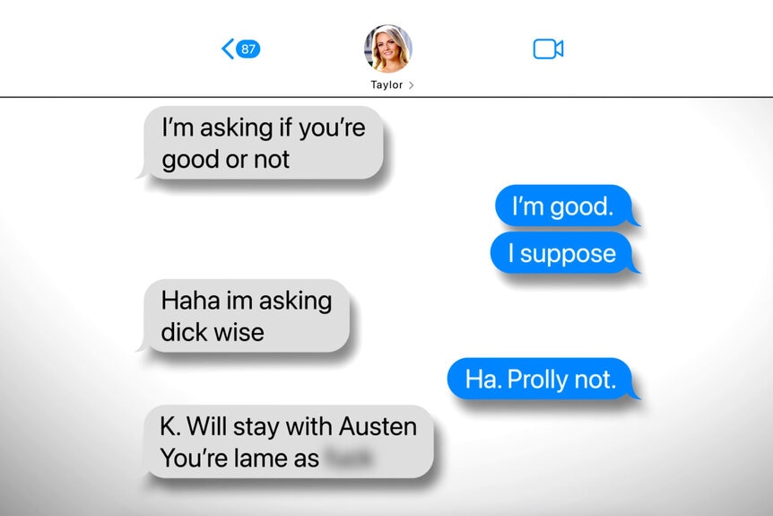 Texts between Taylor Ann Green and Shep Rose on Season 9 Episode 11 of Southern Charm
