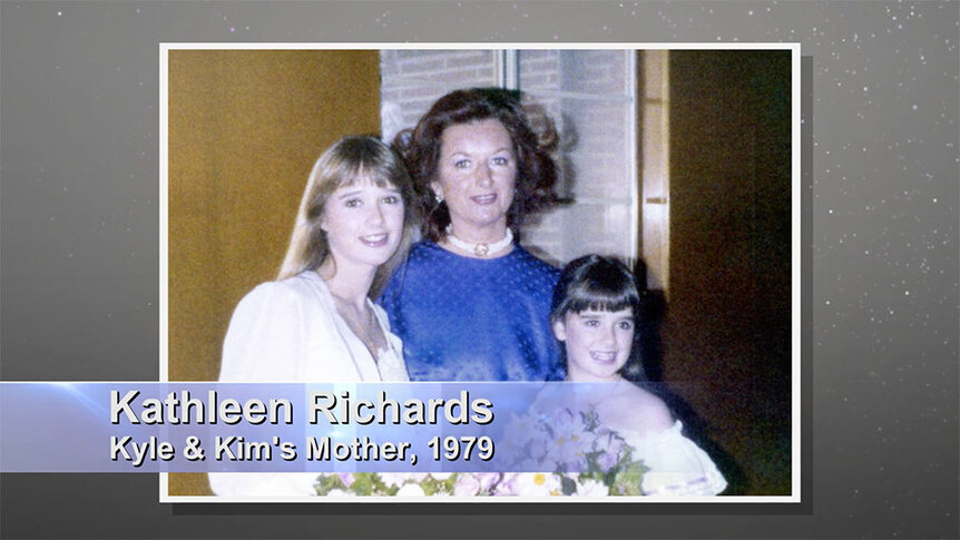 Kyle Richards, Kim Richards, and Kathleen Richards pose together during their childhood.