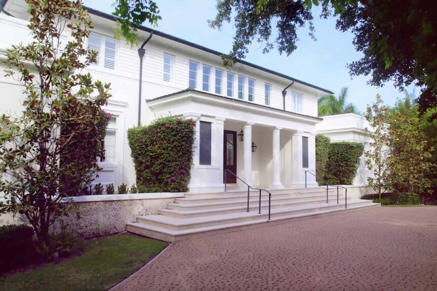 Nicole Martin's white home exterior featured on The Real Housewives of Miami Season 6 Episode 10.