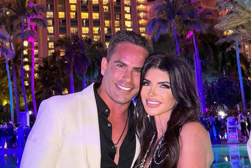Teresa Giudice and Louie Ruelas smiling together in the Bahamas.