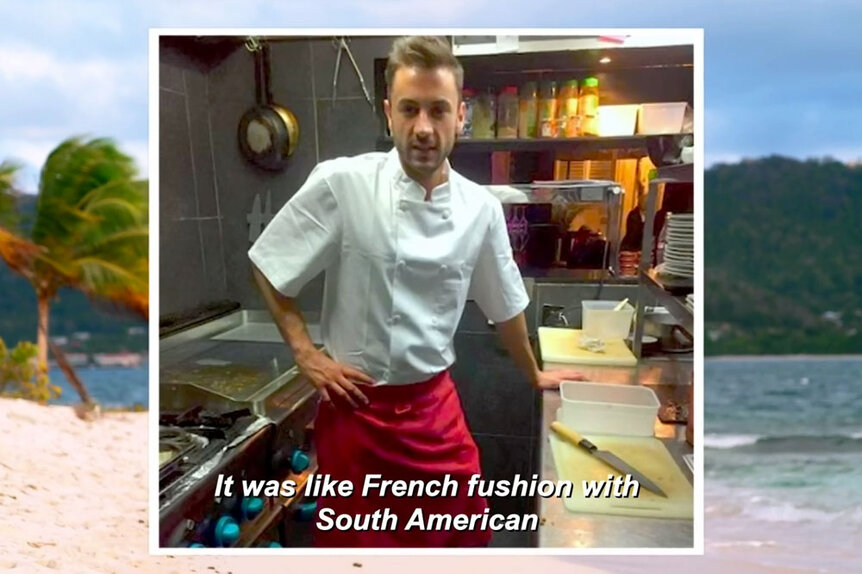 Chef Anthony Iracane working in his restaurant kitchen