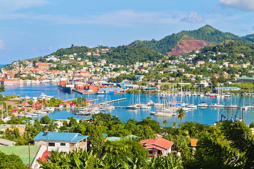 The harbor of St. George on Grenada.