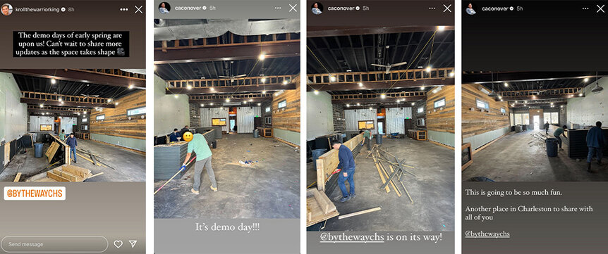 Craig Conover and Austen Kroll post demolition images of their Charleston bar.