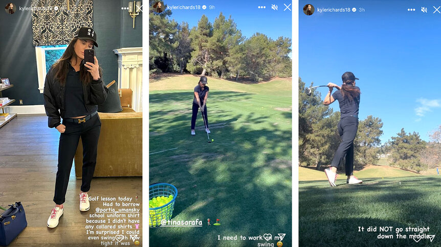 A series of Kyle Richards golfing.