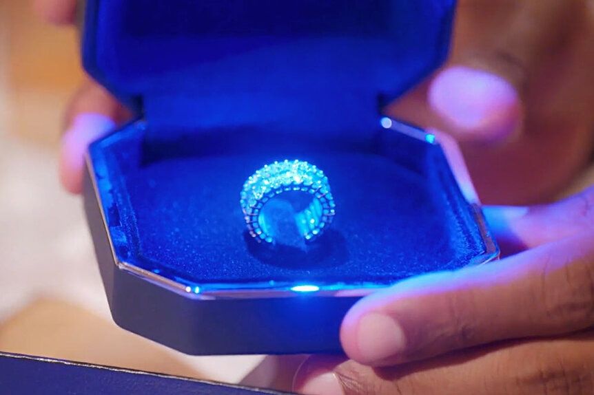 A Promise Ring given to Larsa Pippen by her boyfriend Marcus Jordan.