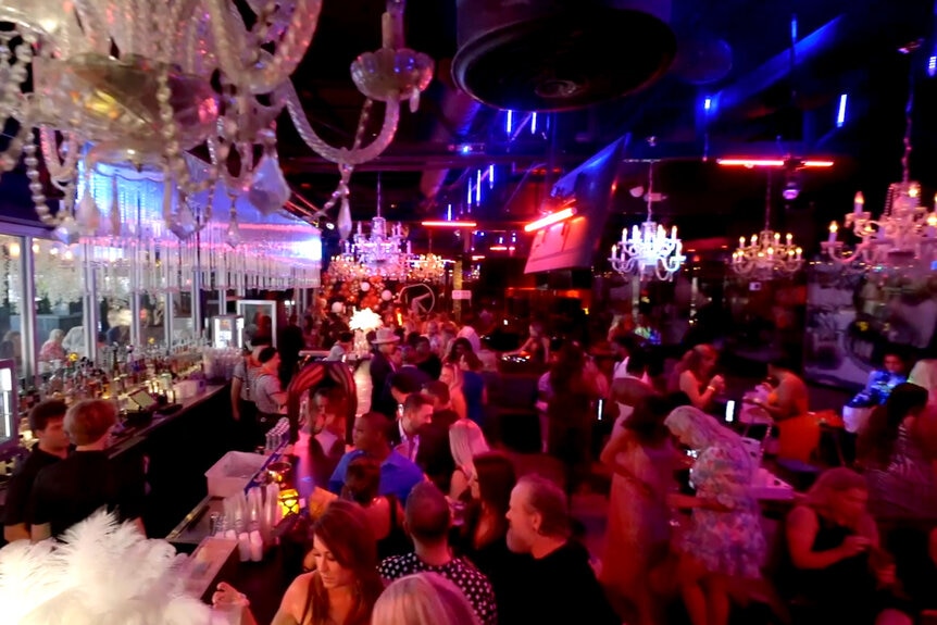 Interior views of Republic nightclub full of a crown of people