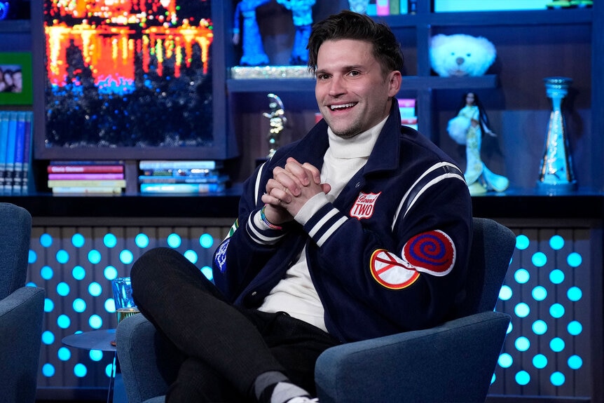 Tom Schwartz visits Watch What Happens Live with Andy Cohen in New York City.
