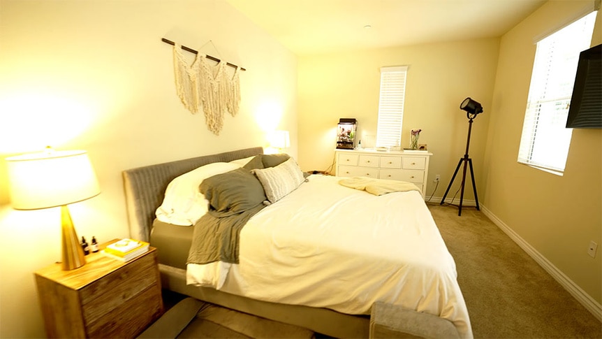Kristen Doute's boho styled bedroom.