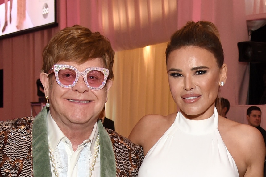 Dianna Jenkins and Elton John at the 27th annual Elton John AIDS Foundation Academy Awards Viewing Party