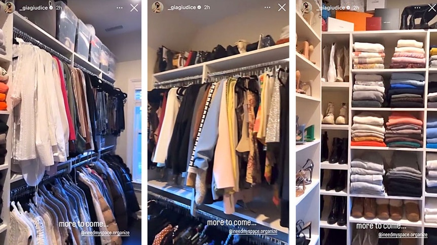 Splits of Gia Giudice's closet after it was organized and cleaned