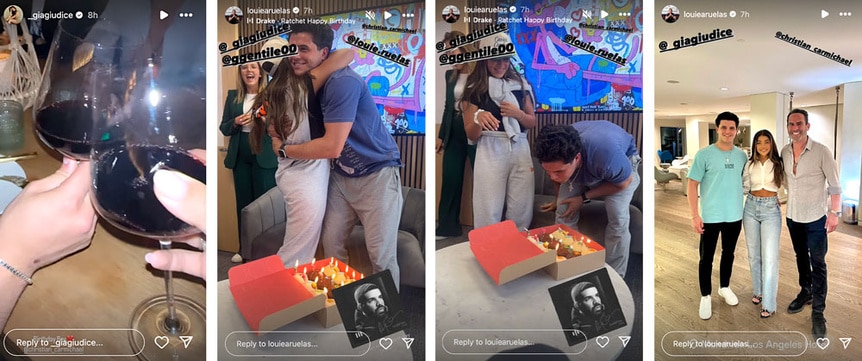 A series of images of Gia Giudice celebrating her boyfriend Christian Carmichael's birthday.